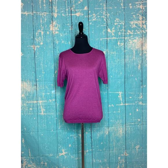 Cruciani Fuchsia short sleeves sweater top size small - Picture 10 of 10